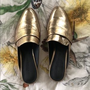 Rebecca Minkoff gold mules size 8.5